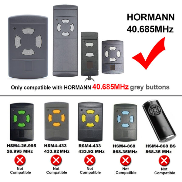 Hörmann_40.685mhz Télécommande copieuse compatible_4 Hörmann_40.685mhz Télécommande 100% compatible